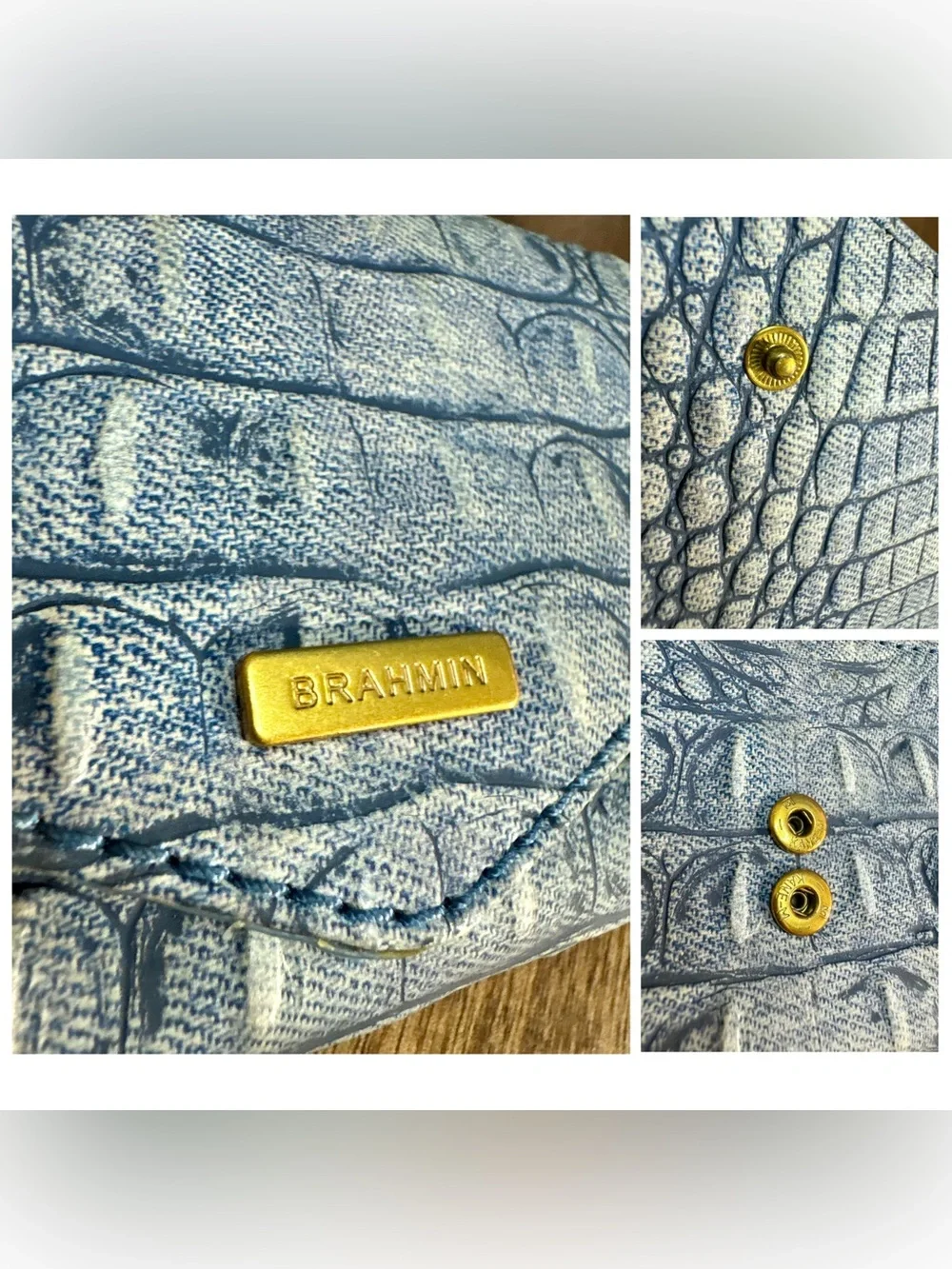 Brahmin EUC Lrg Duxbury & Veronica - Light Denim Tetra - FRONT EYE